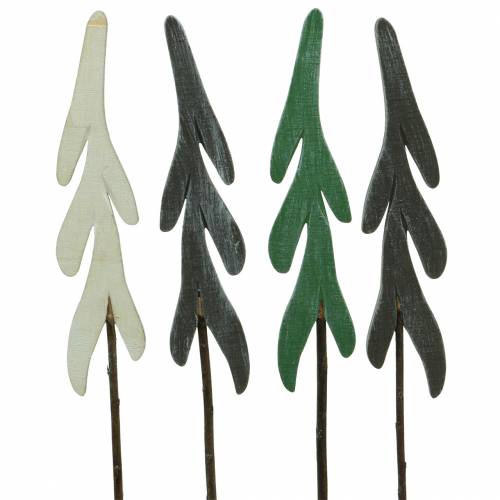 Floristik24 Decorative plugs Fir trees Green / Gray / White H42cm 8pcs