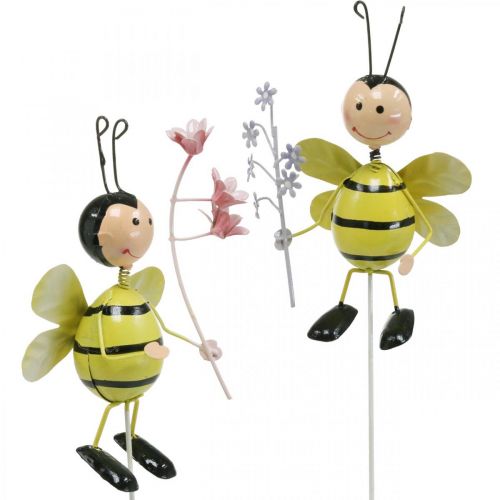 Product Flower plug bee with flower, metal decoration spring summer 4pcs