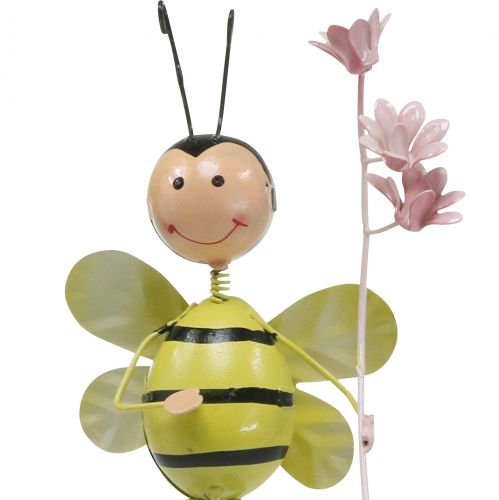Product Flower plug bee with flower, metal decoration spring summer 4pcs