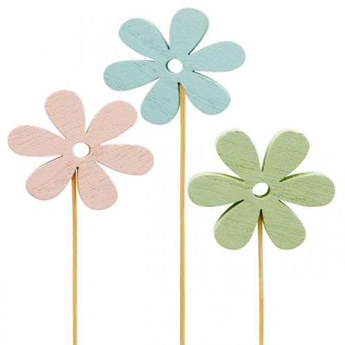 Product Flower plug wooden decorative plug flower colored 6.5cm 12pcs