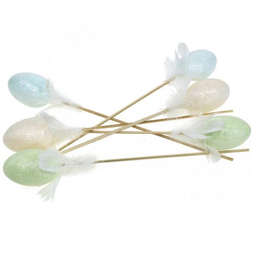 Product Artificial Easter eggs on a stick pastel egg Easter decoration H6cm 6pcs