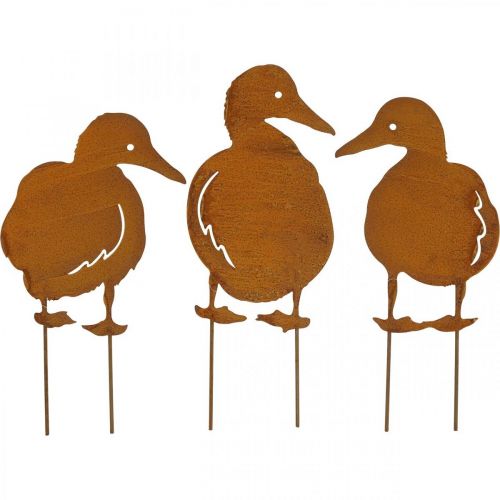 Floristik24 Patina garden stake ducks H33cm/35cm/37cm set of 3