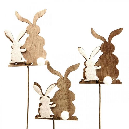 Floristik24 Flower plug bunny decorative plug wood wire 5.5x0.5x7cm 12pcs