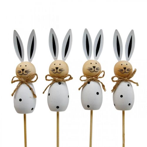 Floristik24 Flower plug rabbit wood Easter bunny black/white H34cm 4pcs