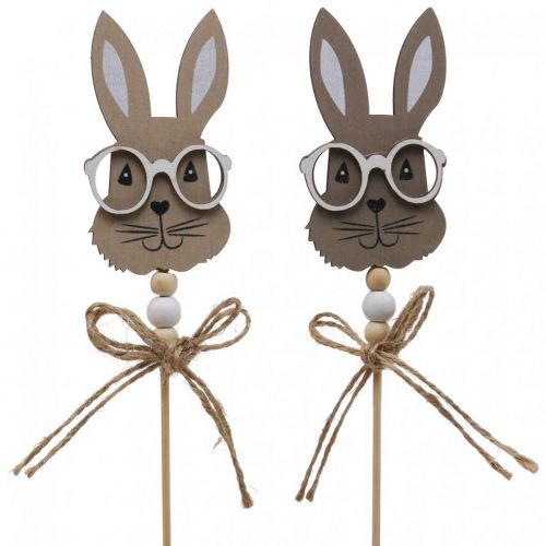 Flower plug bunny with glasses decorative plug wood 4×7.5cm 12pcs