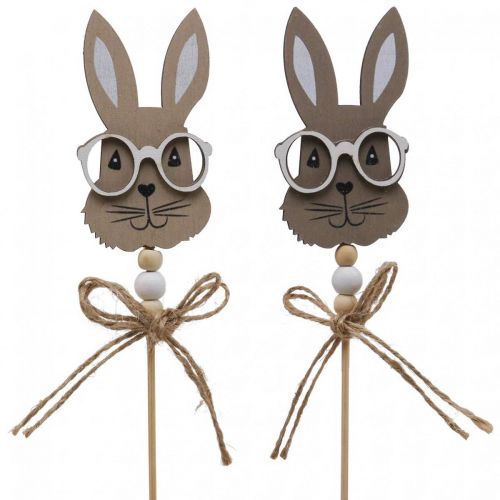 Floristik24 Flower plug rabbit with glasses decorative plug wood 4×7.5cm 12 pcs