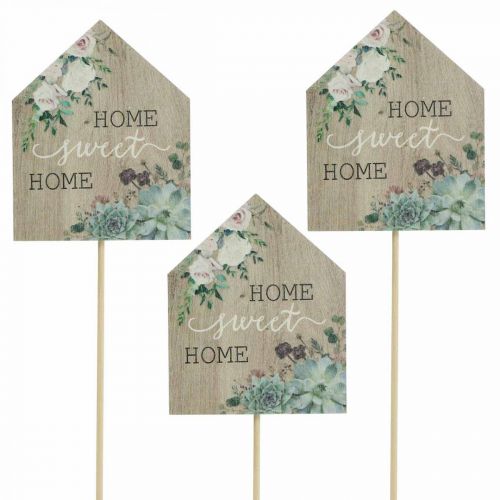 Flower plugs wood Home Sweet Home decoration 6.5x7.5cm 18pcs