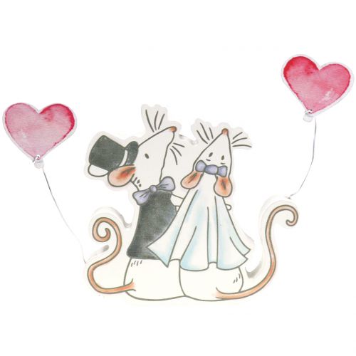 Floristik24 Decoration figure mouse pair with hearts 11cm x 11cm 4pcs