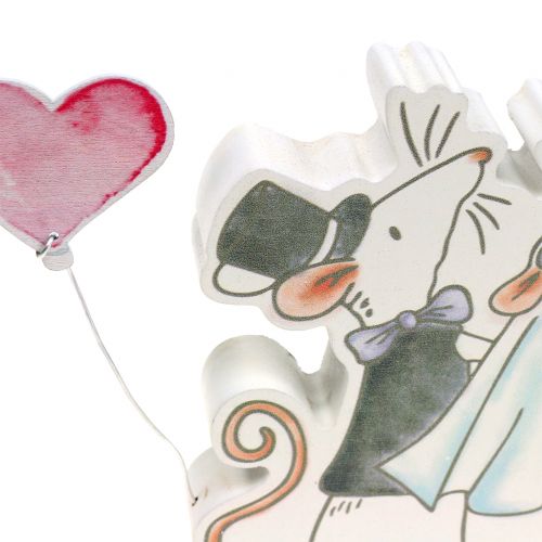 Product Decoration figure mouse pair with hearts 11cm x 11cm 4pcs