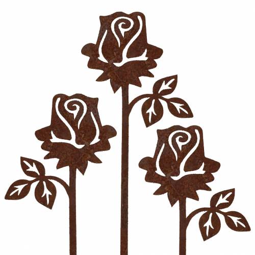 Floristik24 Metal plug rose patina metal 20cm × 8cm 12pcs