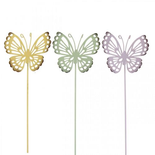 Product Garden stake butterfly metal three-colored L25cm 6pcs