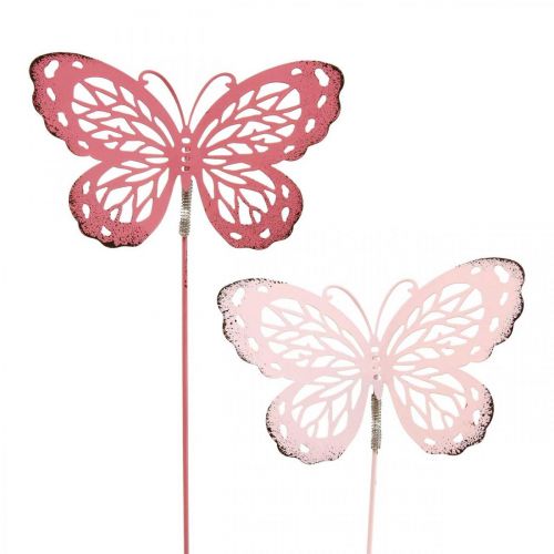 Floristik24 Garden stake butterfly metal pink H30cm 6pcs