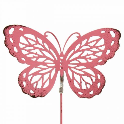 Product Garden stake butterfly metal pink H30cm 6pcs