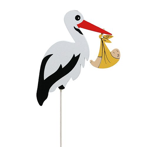 Floristik24 Plug stork with baby 10cm L28cm 14pcs