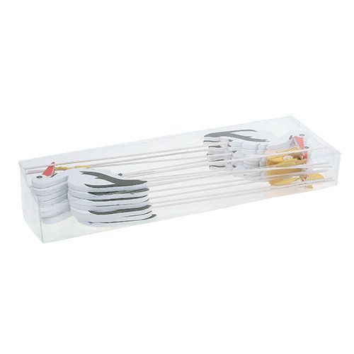 Floristik24 Plug stork with baby 10cm L28cm 14pcs