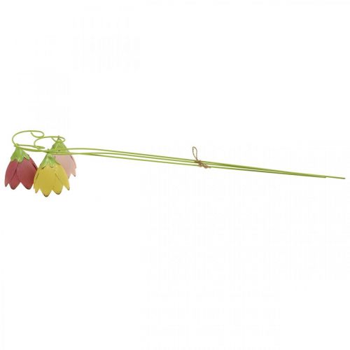 Floristik24 Garden stakes metal decorative flowers pink pink yellow L58cm 3pcs