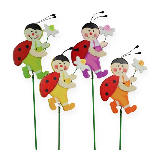 Floristik24 Wooden Ladybug on the rod 7cm 24pcs