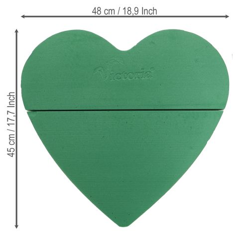 Product Floral foam heart large wet floral foam green 48cm 2 pcs