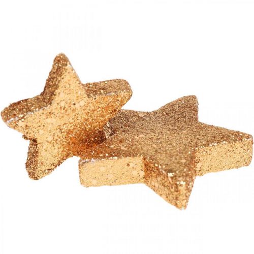 Product Scatter decoration Christmas stars glitter/orange Ø4/5cm 40p