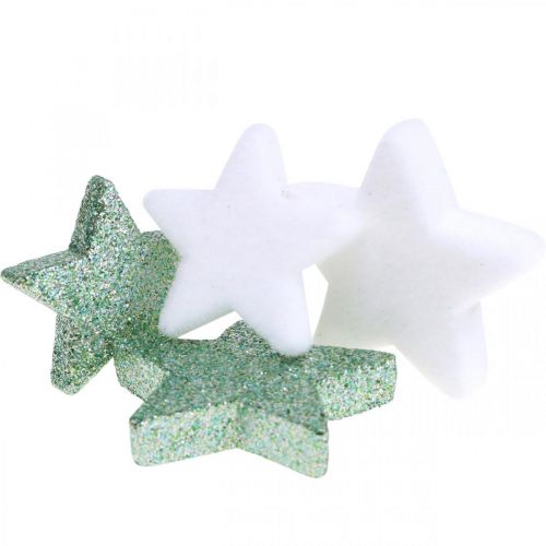 Product Scatter Decoration Christmas Scatter Stars Green White Ø4/5cm 40 Pcs