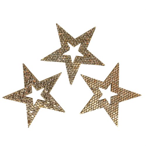 Floristik24 Wood Star Gold Decoration to control 4cm 48pcs