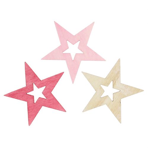 Floristik24 Stars for scattering pink, rose, natural 4cm 72 pcs