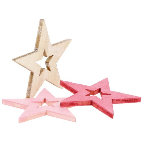 Floristik24 Stars for scattering pink, rose, natural 4cm 72 pcs