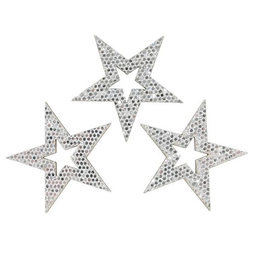 Deco star silver for spreading 4cm 48pcs