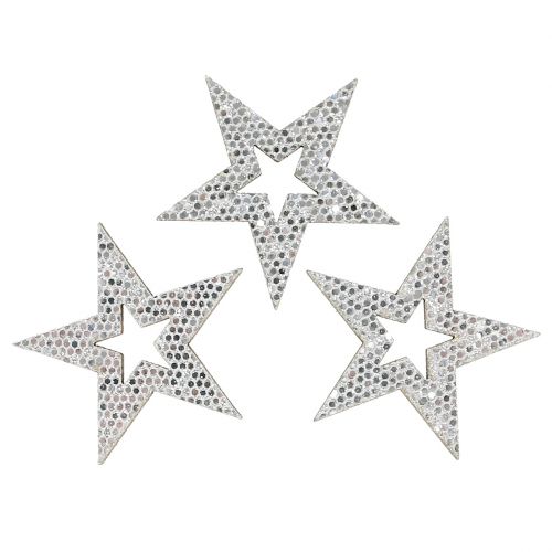 Floristik24 Decorative star silver for scattering 4cm 48 pcs
