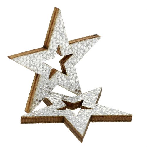 Floristik24 Decorative star silver for scattering 4cm 48 pcs
