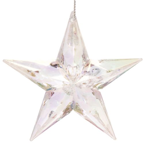 Acrylic Hanging Star Decoration Iridescent Clear 9cm Set of 6 | Floristik24.co.uk