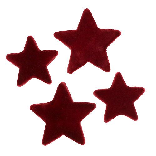 Christmas decoration stars Bordeaux flocked table decoration 4–5cm 40p