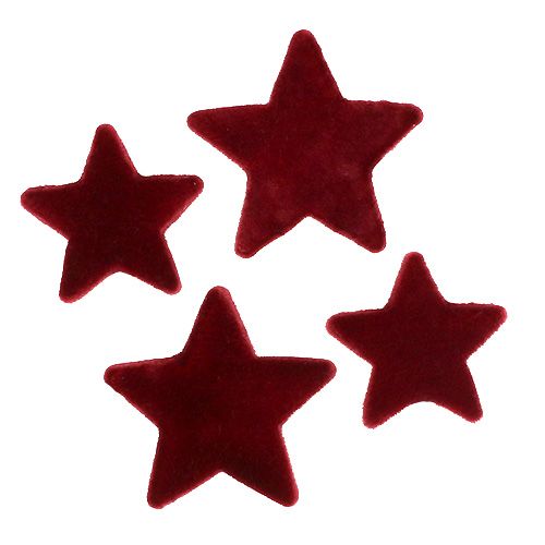 Product Christmas decoration stars Bordeaux flocked table decoration 4–5cm 40p