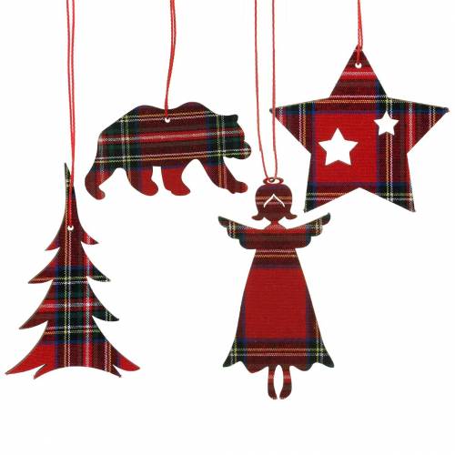 Floristik24 Christmas tree decorations Scottish Checked Red 8cm 12pcs