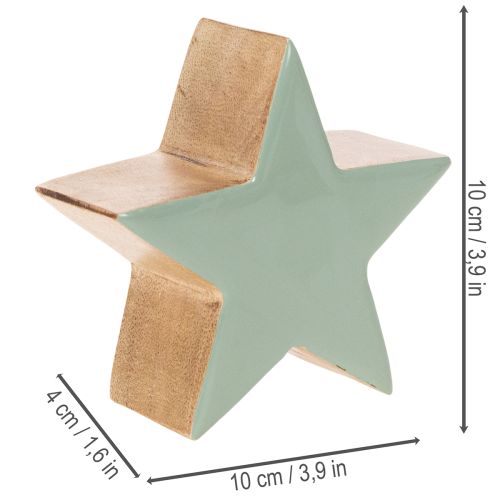 Wooden Star Decoration Set, 10cm, Mint Green and White, Indoor Use | Floristik24.co.uk