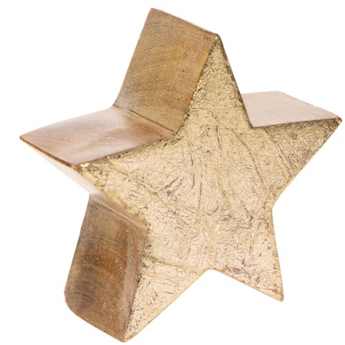 Wooden Gold Star Ornament - Set of 3, 10cm Diameter buy online | Floristik24.co.uk