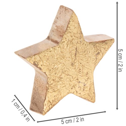 Wooden Decorative Star with Gold Coating 5cm - Set of 9 for Table Decoration | Floristik24.co.uk