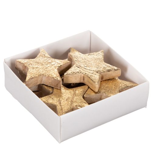 Wooden Decorative Star with Gold Coating 5cm - Set of 9 for Table Decoration | Floristik24.co.uk