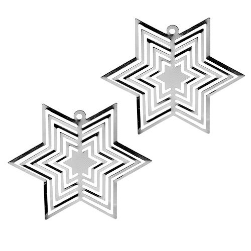 Floristik24 Star metal silver 6cm 24pcs