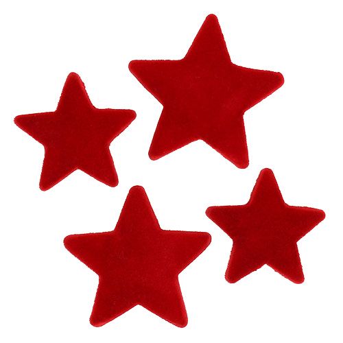Floristik24 Star mix red flocked 4-5cm 40pcs
