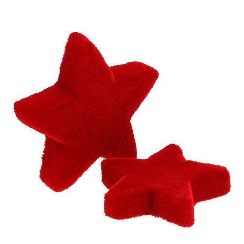 Floristik24 Star mix red flocked 4-5cm 40pcs