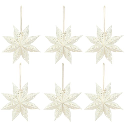 Product Star Snowflake Decoration Hanging Paper in White Ø20cm 6 pcs
