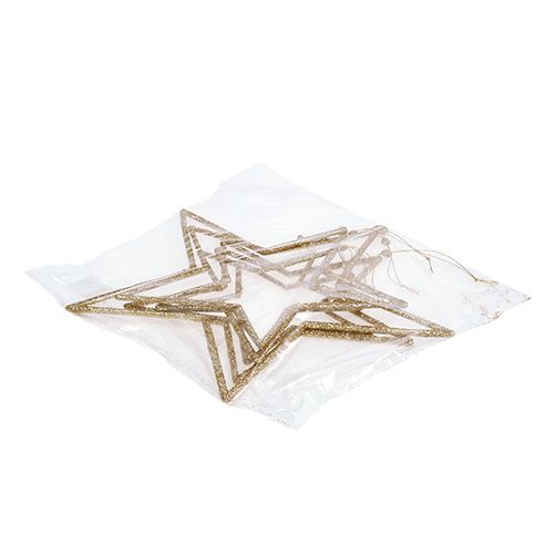 Floristik24 Star set for hanging gold, mica 17-32cm
