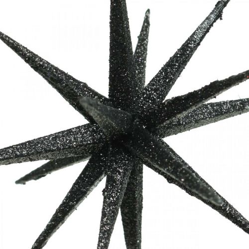 Product Christmas decoration stars to hang up black Ø15cm 4pcs