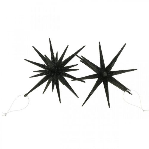 Floristik24 Christmas decoration stars to hang up black Ø15cm 4pcs