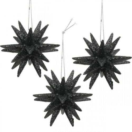 Floristik24 Christmas decoration stars to hang up black Ø7.5cm 8pcs