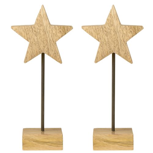 Product Wooden star natural wooden stars for standing H23cm 2 pcs