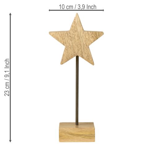 Product Wooden star natural wooden stars for standing H23cm 2 pcs