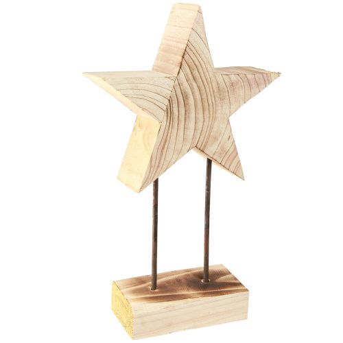 Floristik24 Star made of wood Paulownia Christmas star on base H48cm