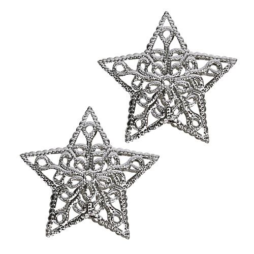 Floristik24 Metal star silver 6cm 20 pcs